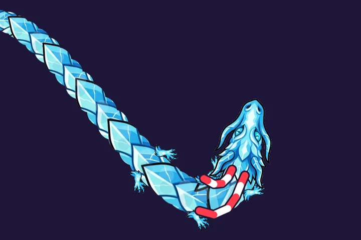 Frost wearing the Sky Scarf around its neck
